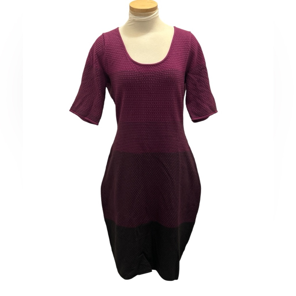 NYDJ Colorblock  Ombre Scoop Neck Sweater Dress in Plum and Black  Size 12